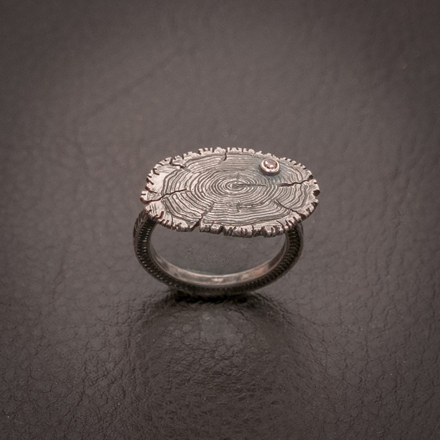 wood ring with diamond